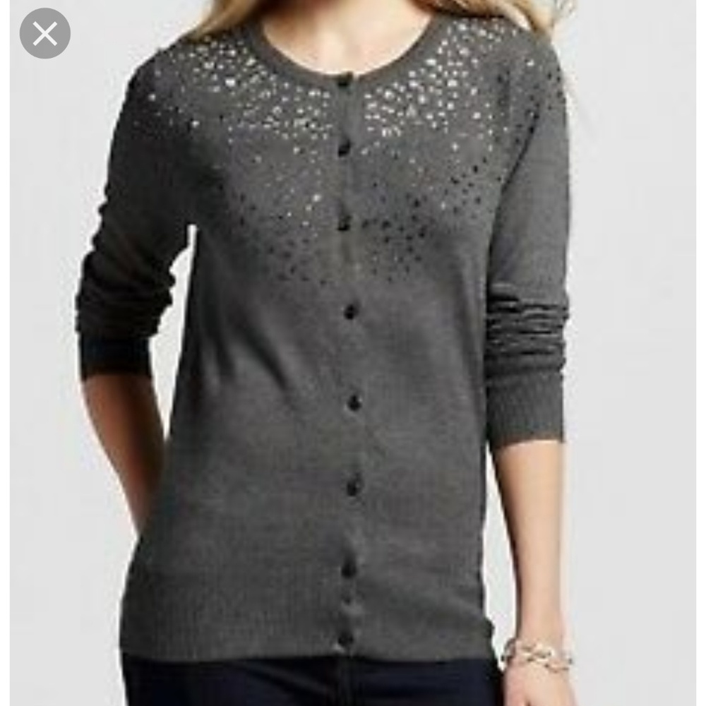 Rhinestone gray cardigan